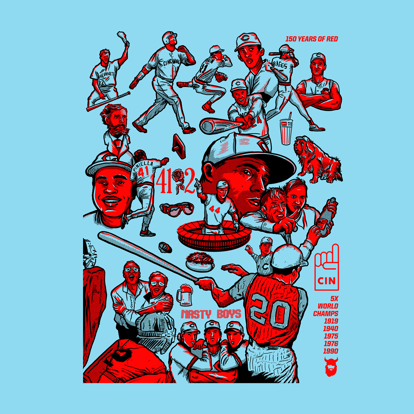 print poster cincinnati Reds Poster Design design ILLUSTRATION  baseball Sports Design mlb