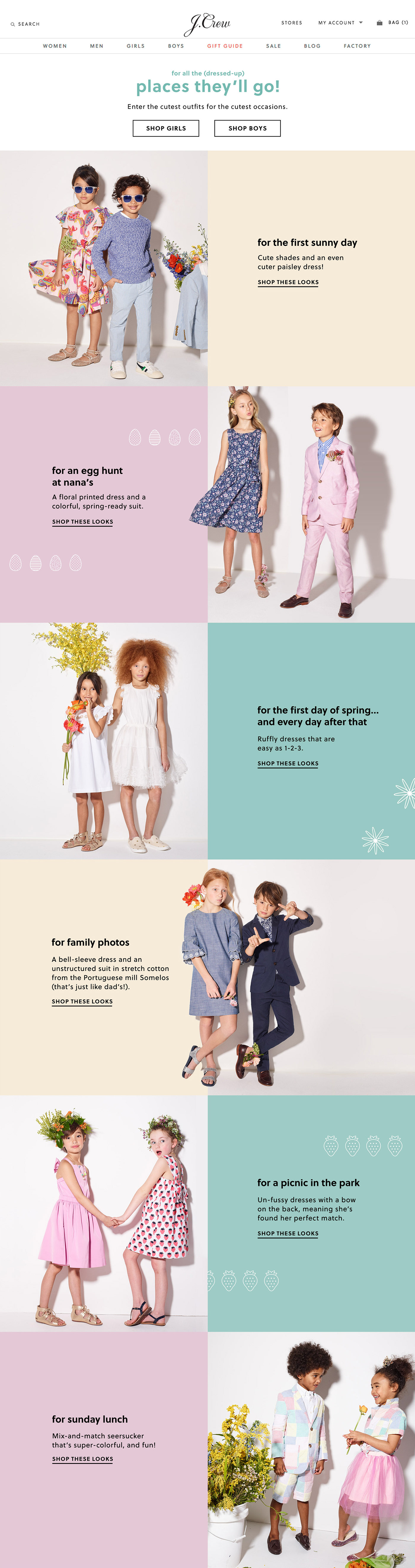 kids fashion J.Crew Fun Playful spring landing page Email marketing   art direction  Layout