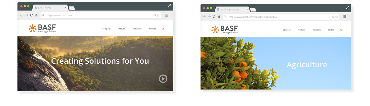 BASF orange chemical logo Website mobile brand identity marketing  