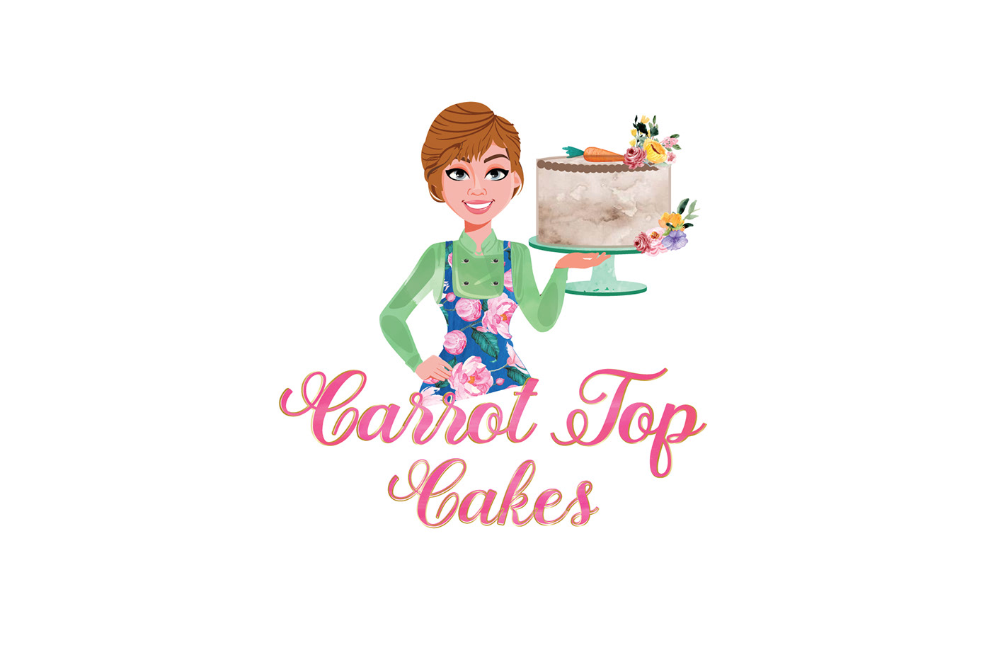 Business Logo carrot top cake feminine logo Logo Design watercolor cake logo Watercolor logo