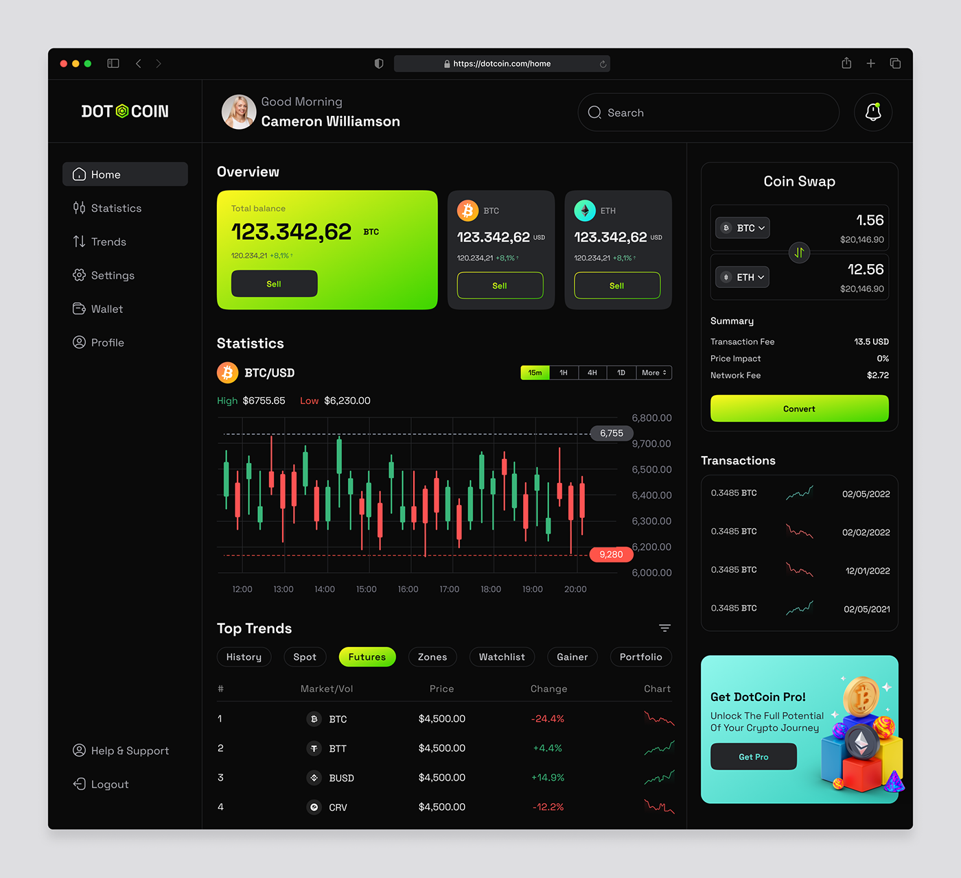 Crypto Wallet Web Dashboard Design and Development