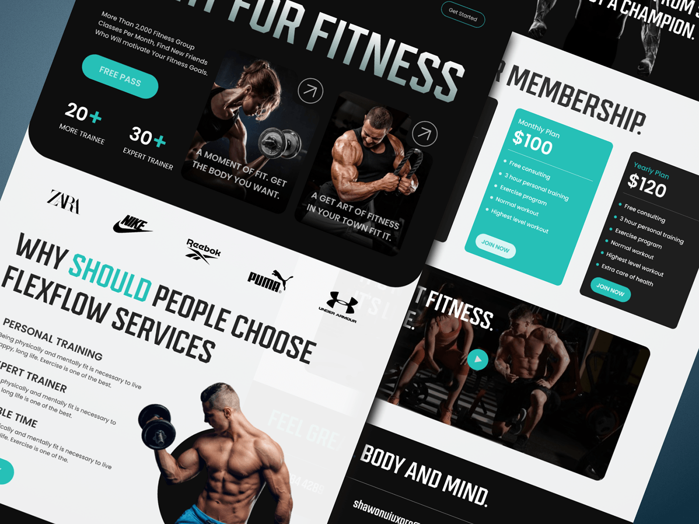 gym fitness workout Health Web Design  landing page UI/UX sport
