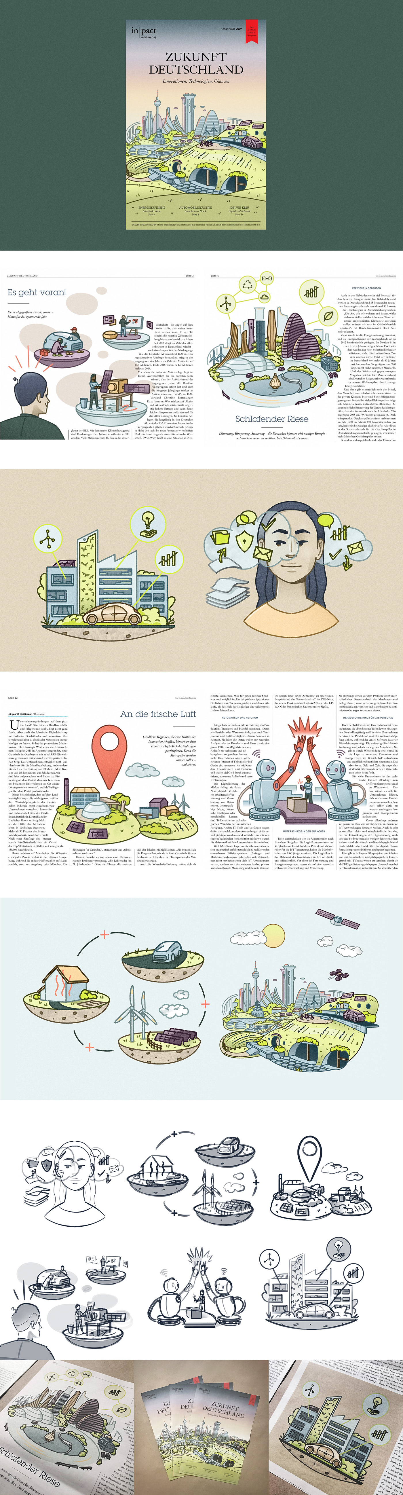 Johannes Fuchs germany future city mobility industry 4.0 ILLUSTRATION  Editorial Illustration cover illustration magazine