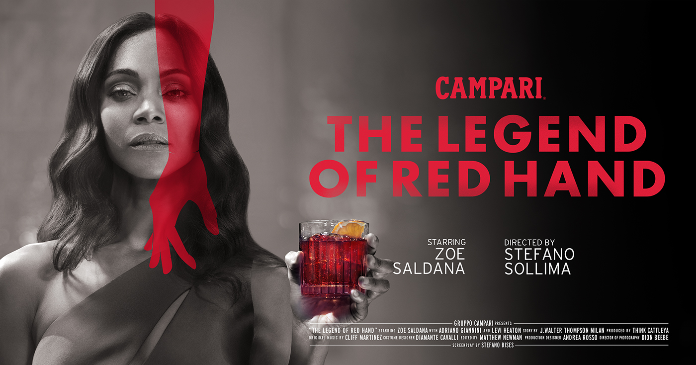 Zoe Saldana Campari Negroni drink cocktail red hand sollima short movie movie