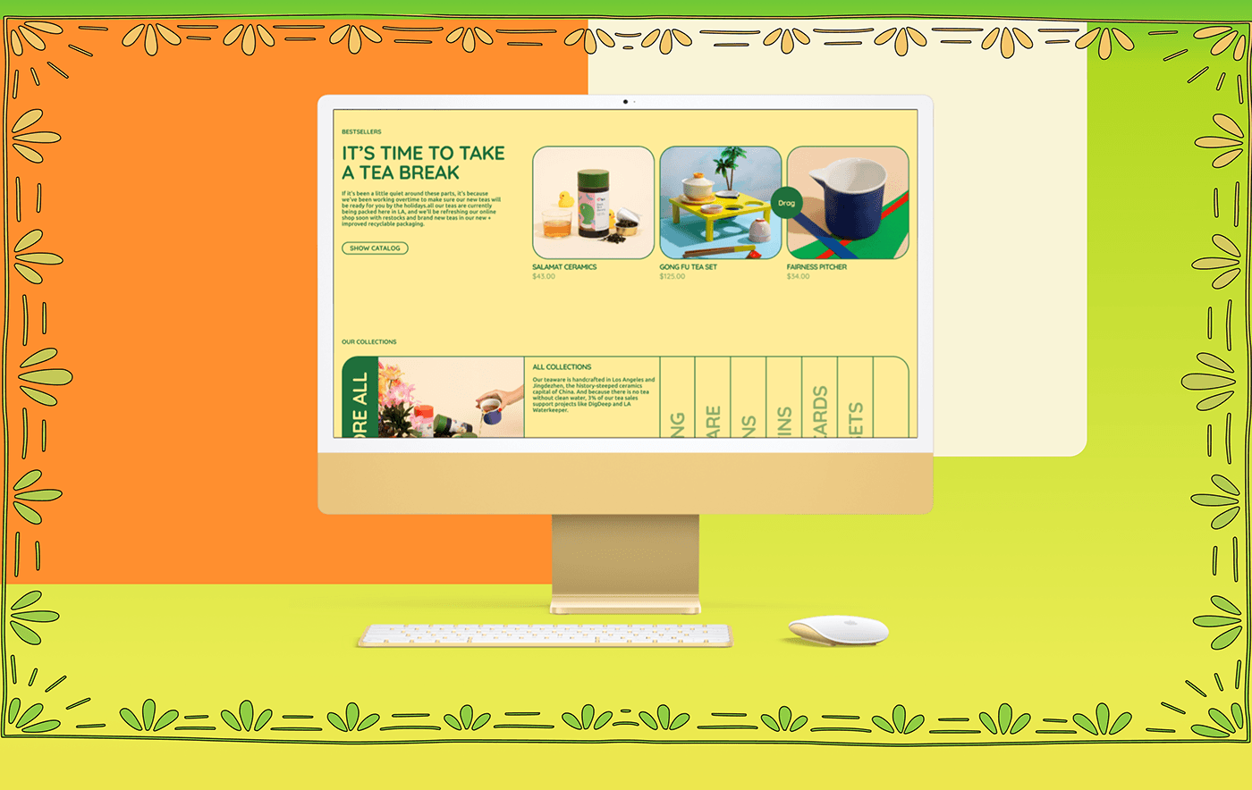 e-coomerce online store ux/ui bright design colorful Figma tea uprock
