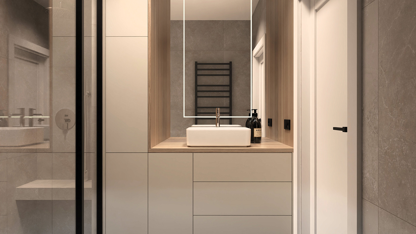 bathroom interior design  visualization Render modern wood architecture begin clean simple