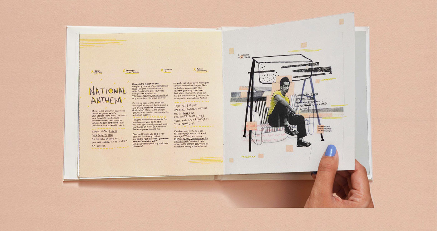 Gabriele Lana Del Rey typography   editorial design  fadu ILLUSTRATION  music collage manual sistema Layout book graphic design 
