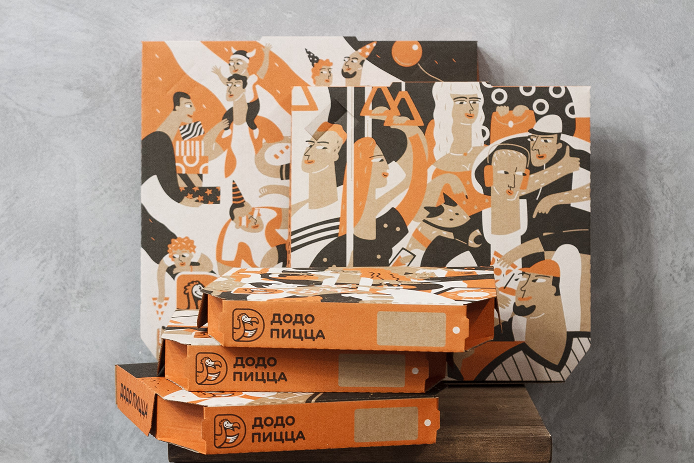 characters coffee cups ILLUSTRATION  Packaging Pizza box delivery design branding  Paper Cup