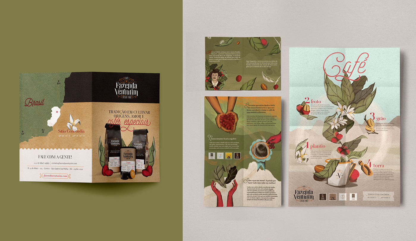 Coffee cafe identidade visual Ilustração fazenda farm vintage Packaging embalagem bienal