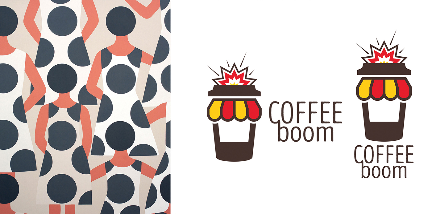 logo brand Coffee boom design mark bean