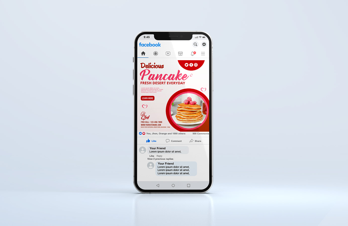 cafe ad poster cake ads desert menu design flyer marketing   pancake ads pancake breakfast post social media