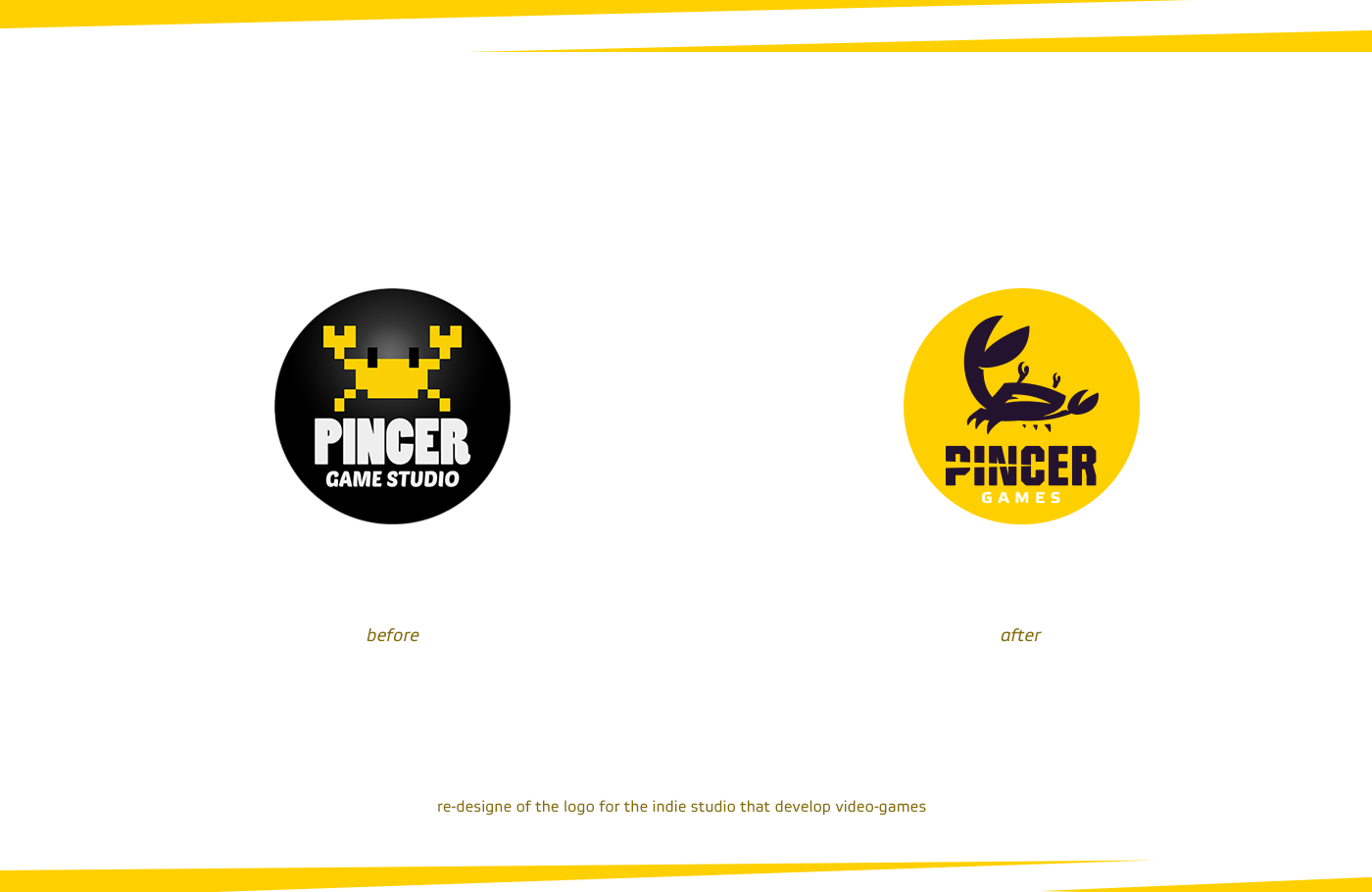 pincer Games crab video-games logo personage redesign