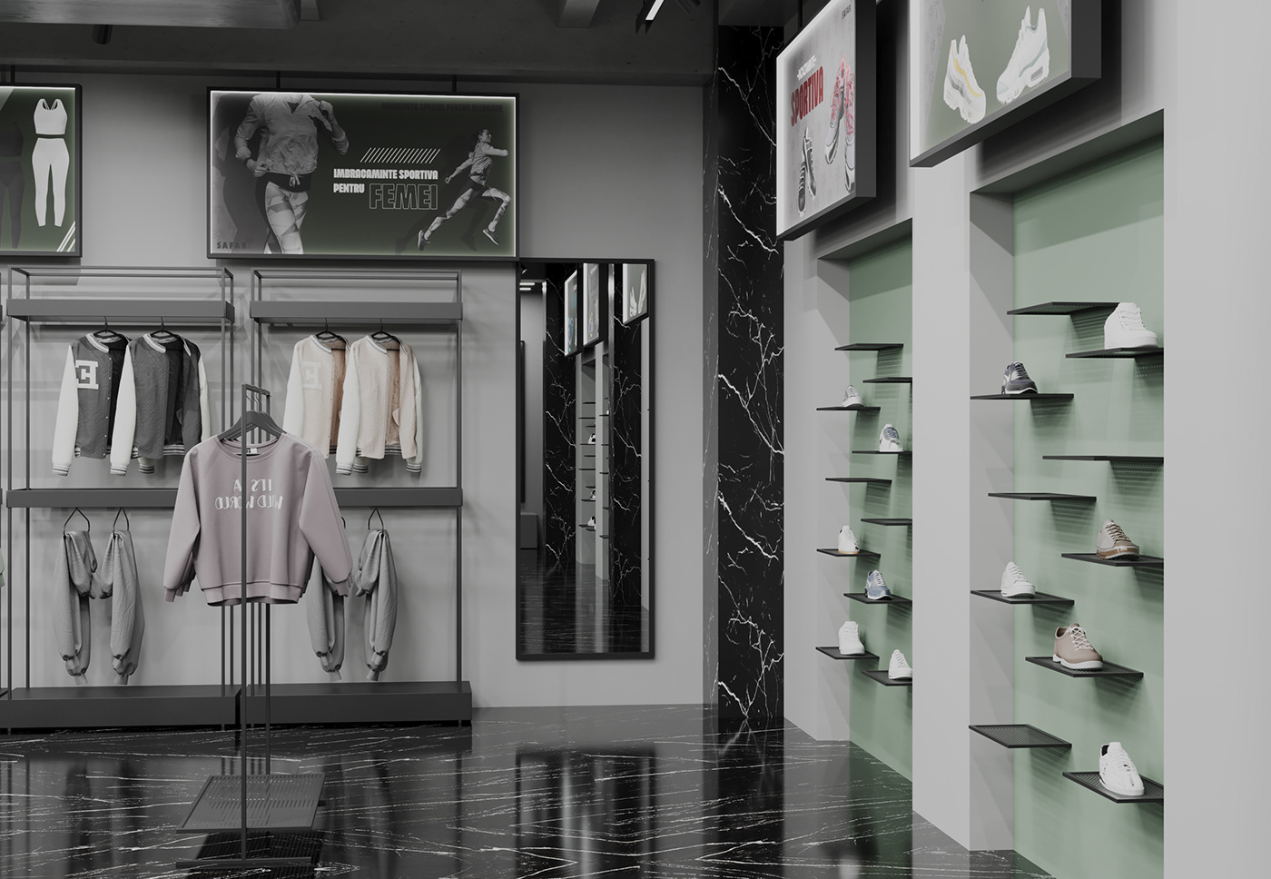 3ds max clothing store clothing store design design interior Render visualization дизайн магазина дизайн магазина одежды магазин одежды Магазин спортивной одежды