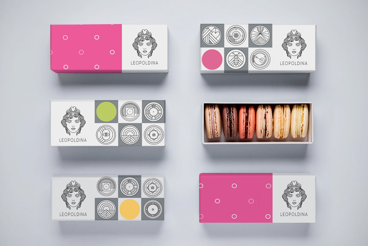 macarons restaurants pink logo illustrations Patterns visual identity Bojana Knezevic design Packaging