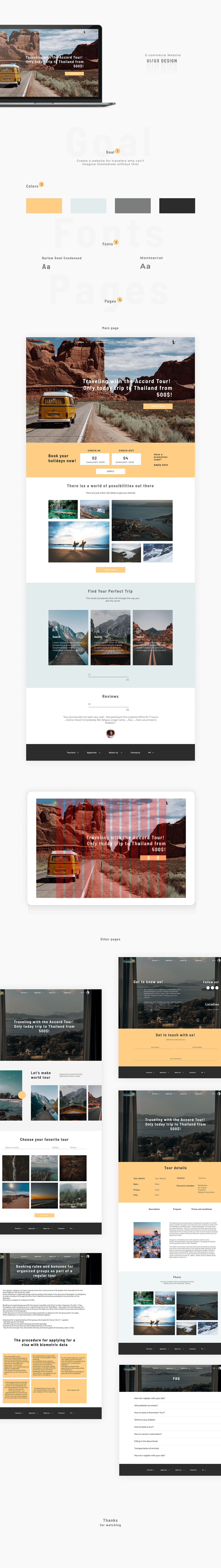Website Travel UI/UX Interface Project wireframes