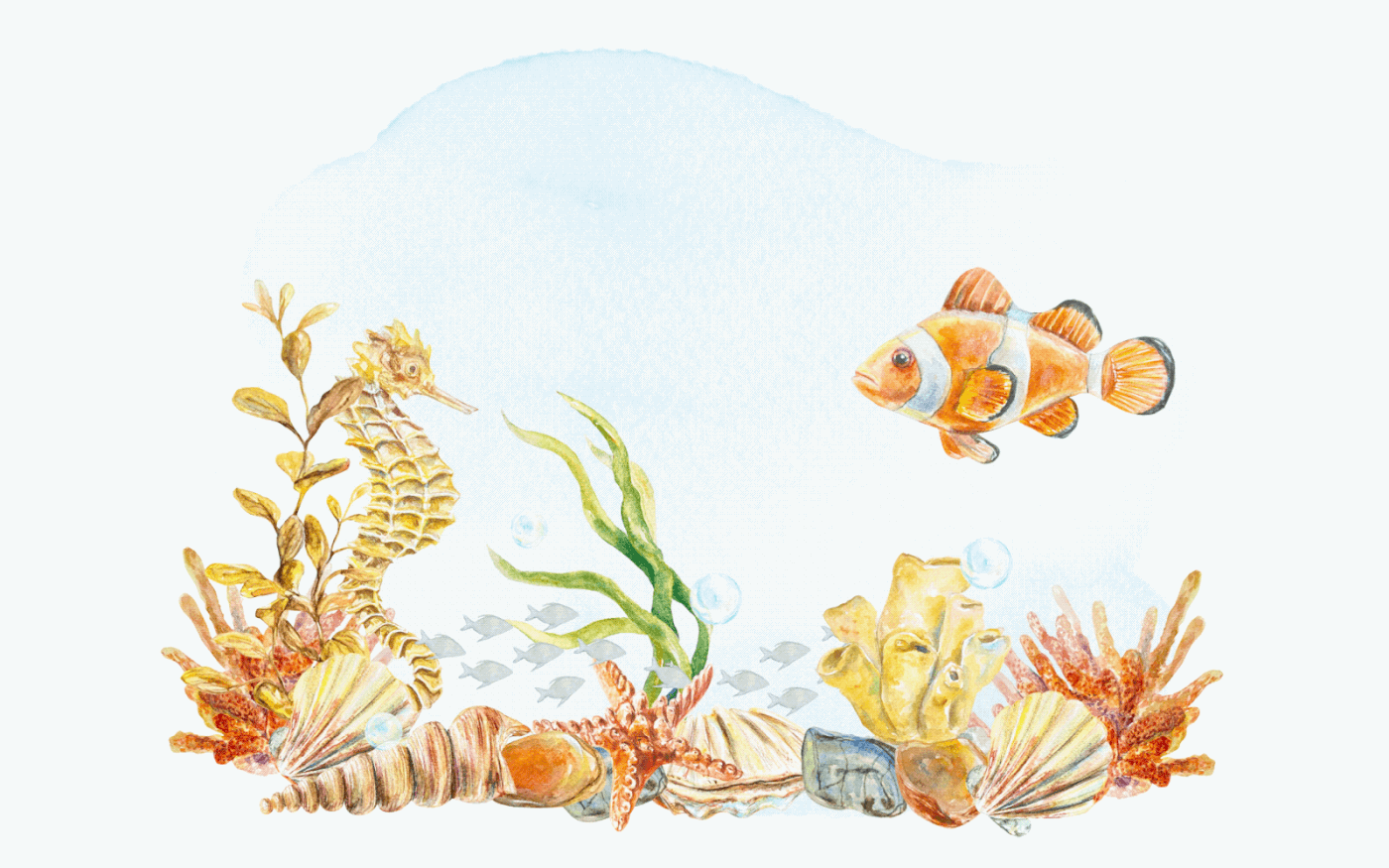 sea ILLUSTRATION  artwork watercolor Drawing  fish underwater marine Ocean beach