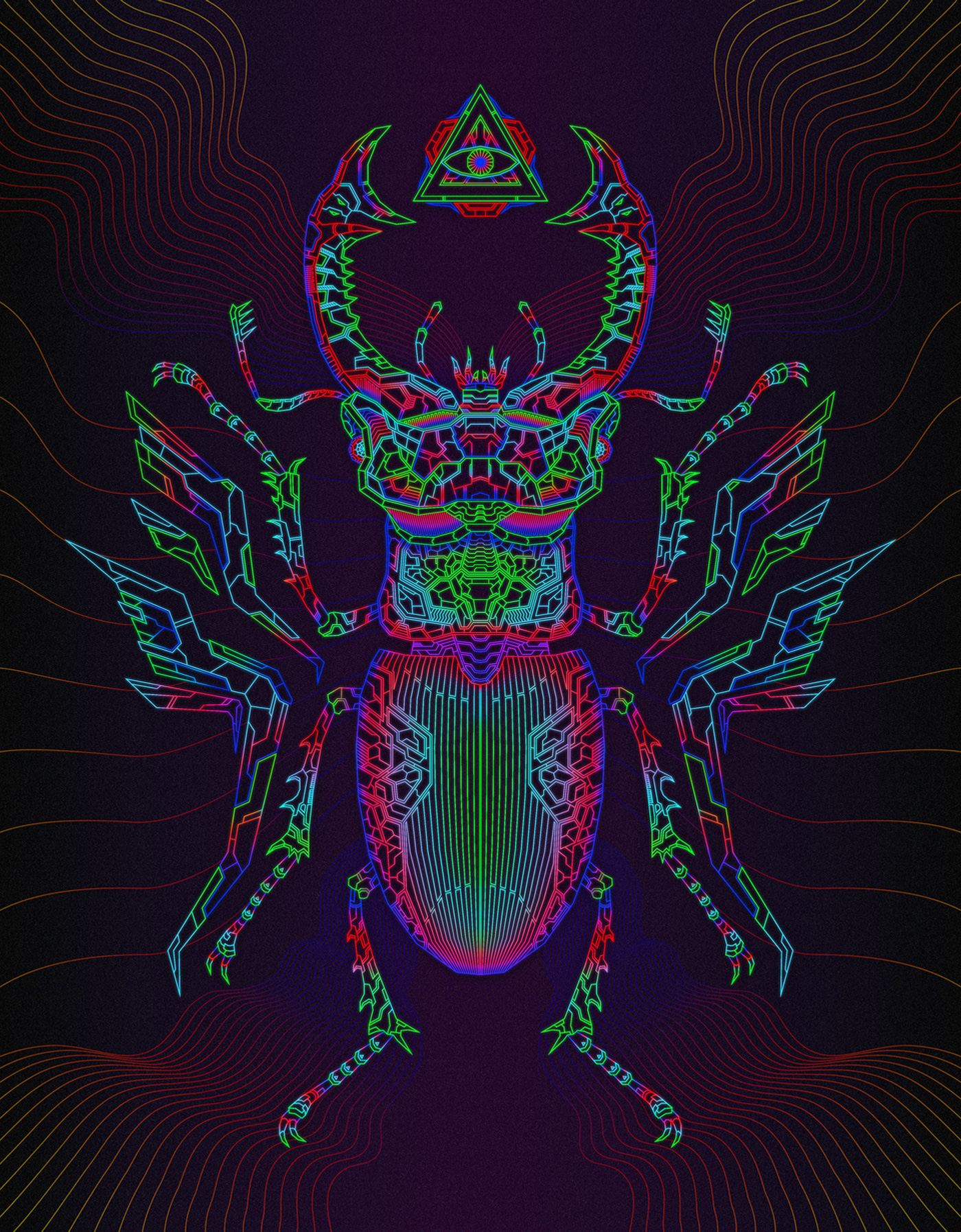 psy bug lines colors vector print poster digital geometric reinbow lex lex nau israel Tel Aviv