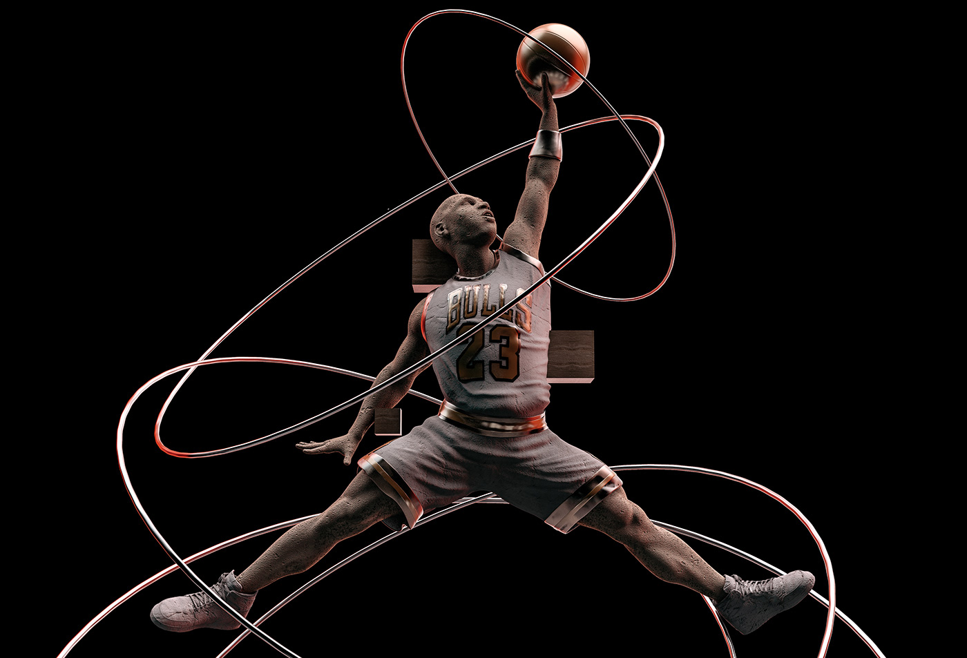 notorious jordan Nike nastplas basketball jumpman design Architectonic sculpture 3D