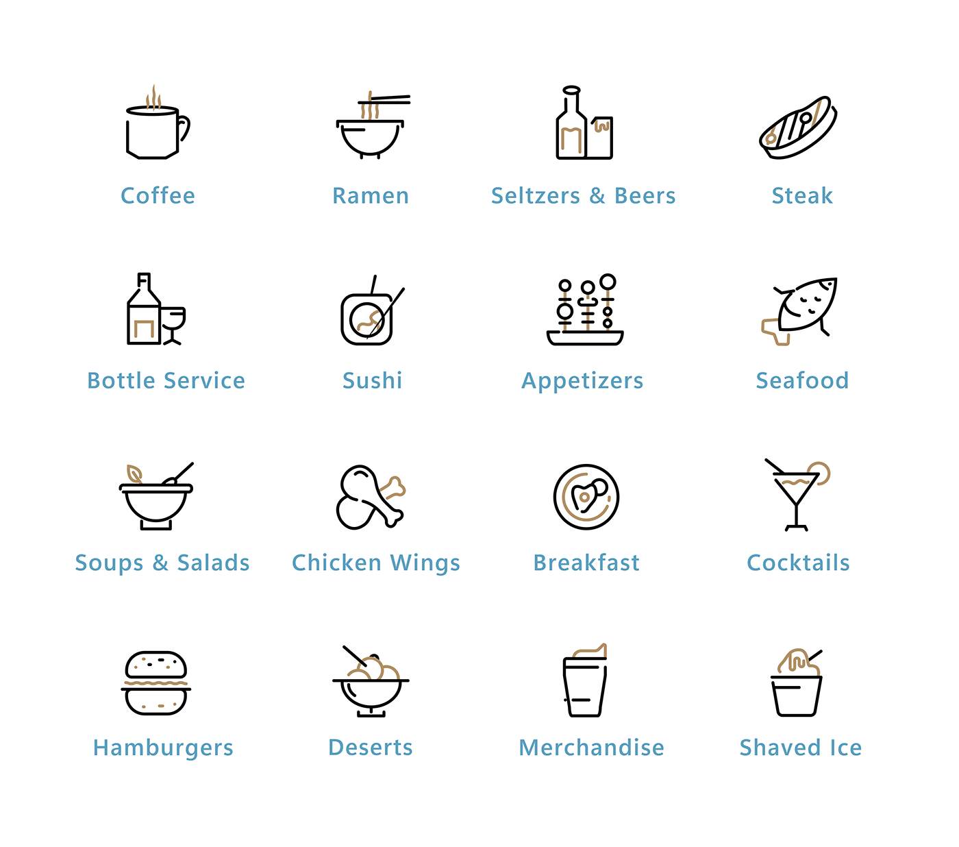 flat icons Food Icons icon design  iconography icons illustrations RIPS Food Category line icons tea