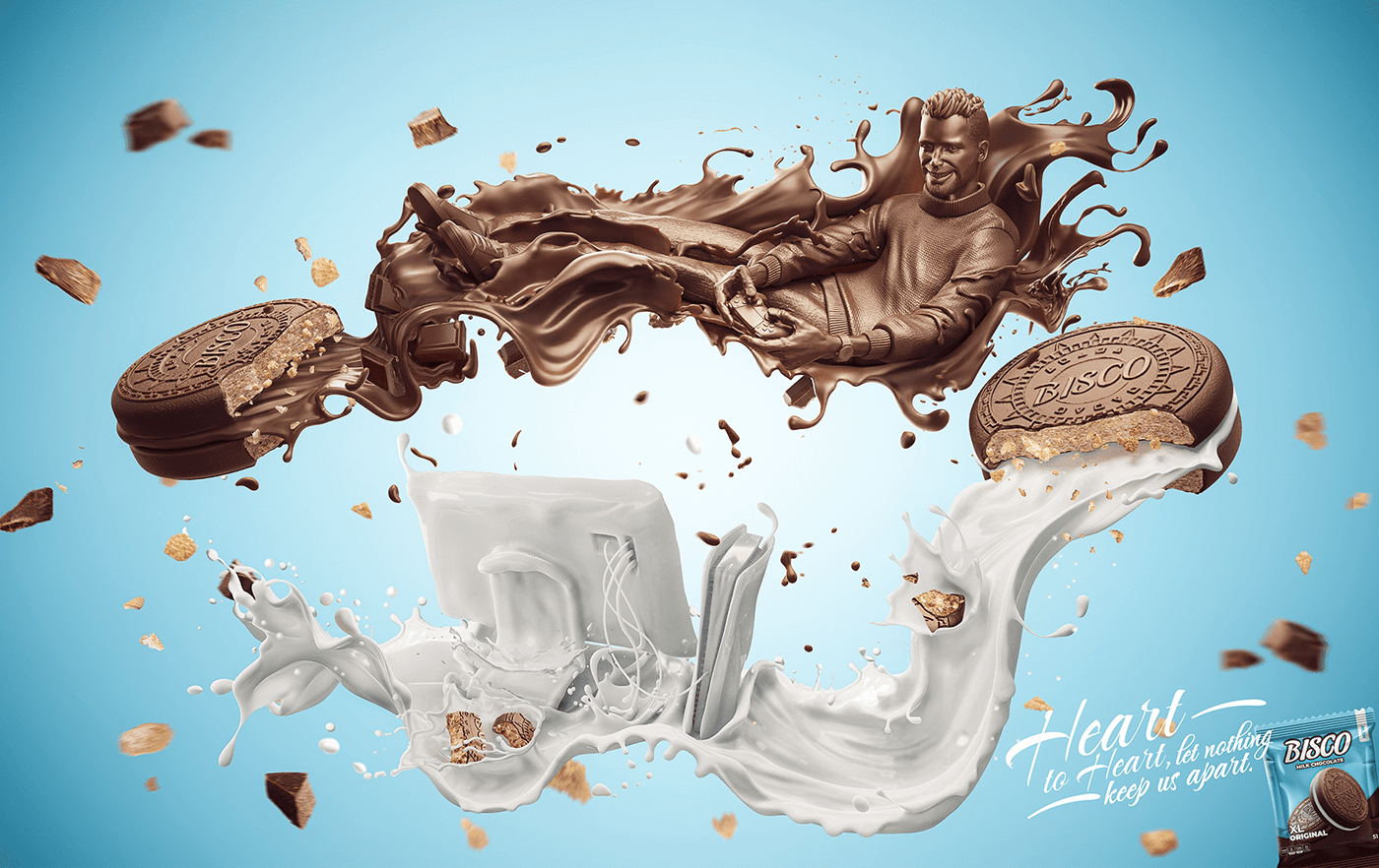 campaign caramel cartoon CGI chocolate creative milk strowberry typography   visual