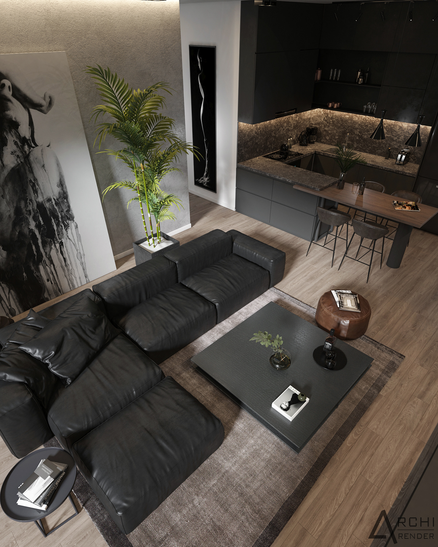 apartment cool dark design Interior interior design  living room room