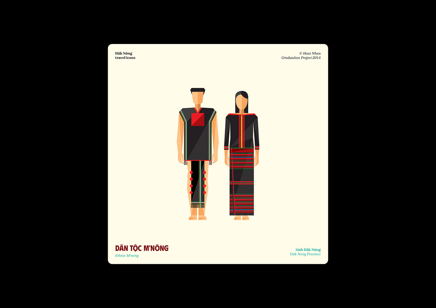 Ethnic Minority Highlands Icon infographic Dak Nong Province lake forest orange Travel flat design vietnam