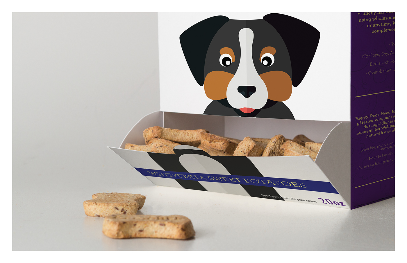Dog treats packagin Rebrand wellbars Dog biscuits