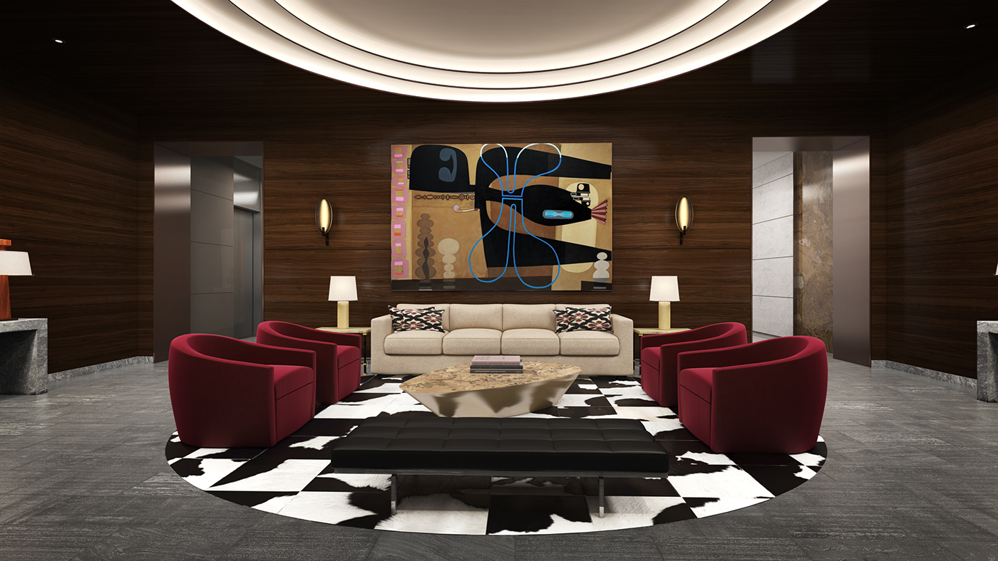 residential luxury Condo amenities Pool Spa Lobby High Rise porte cochere nyc