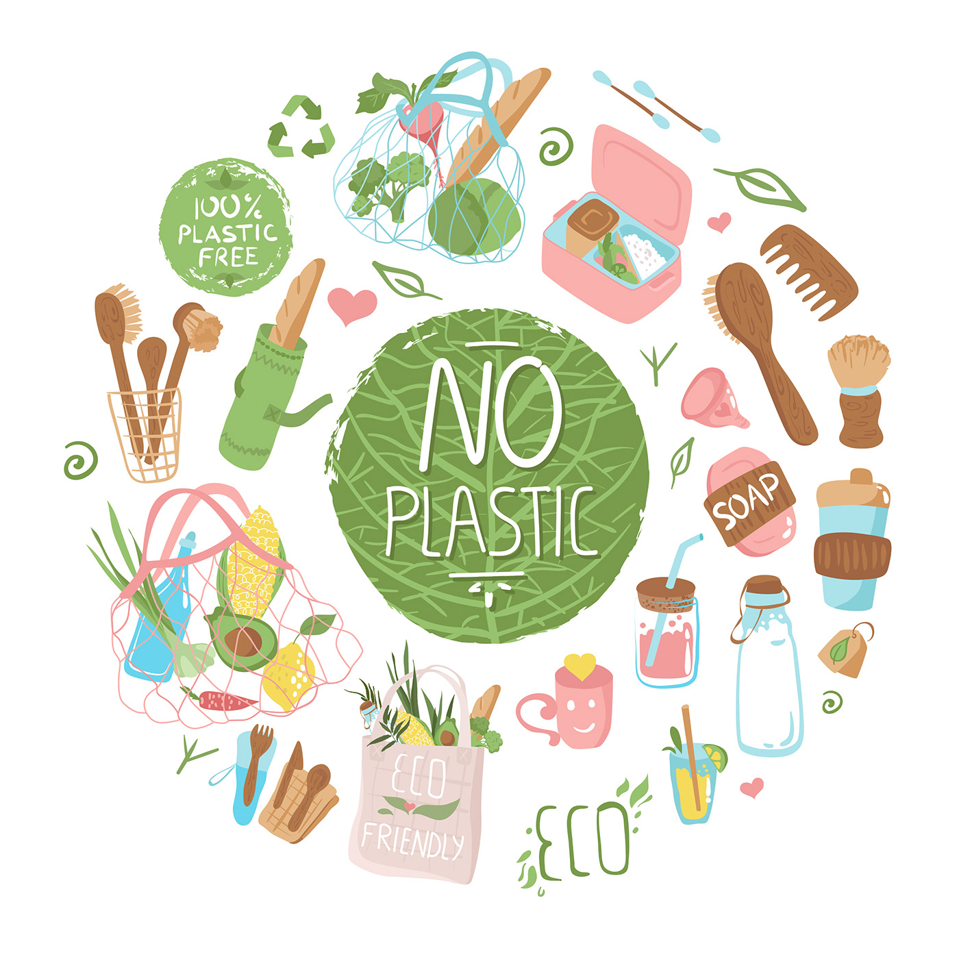 conscious consumption eco eco-friendly Ecology ILLUSTRATION  no plastic save the environment zero waste