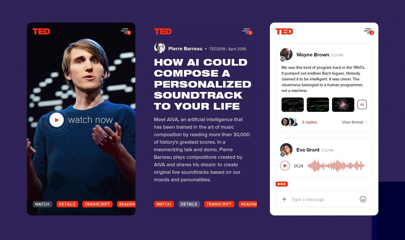 TED UI ux Interface talk Platform discussion redesign video Chat