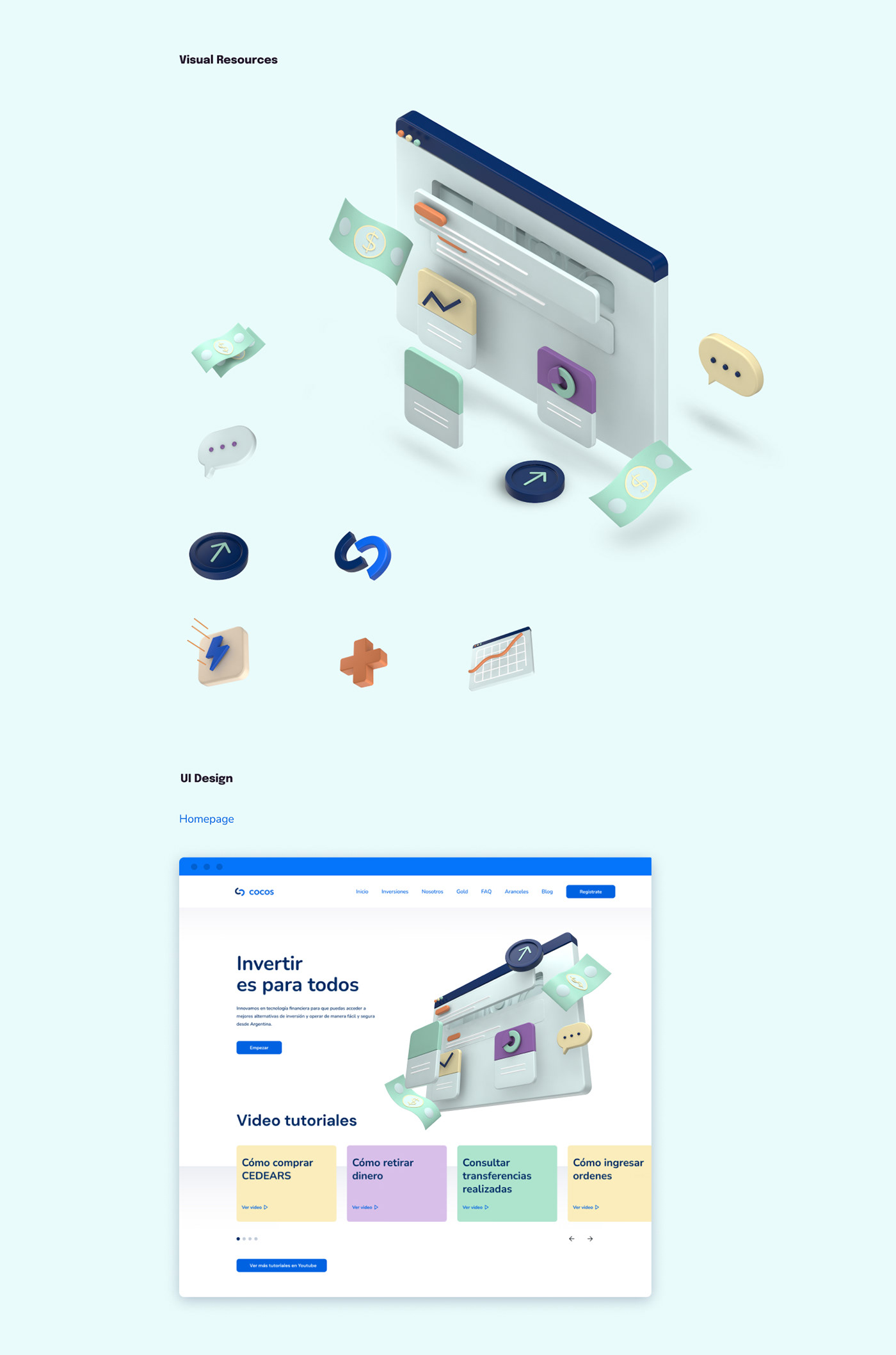 3D illustration brand identity Investment Mobile app Platform product design  Stock market UI/UX workshops