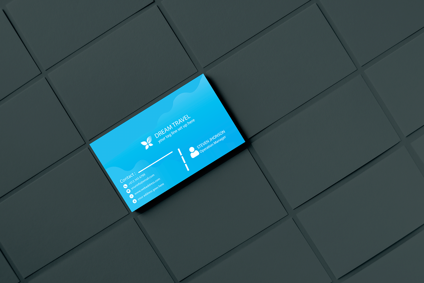 agency blue business card corporate creative design simple standard Travel