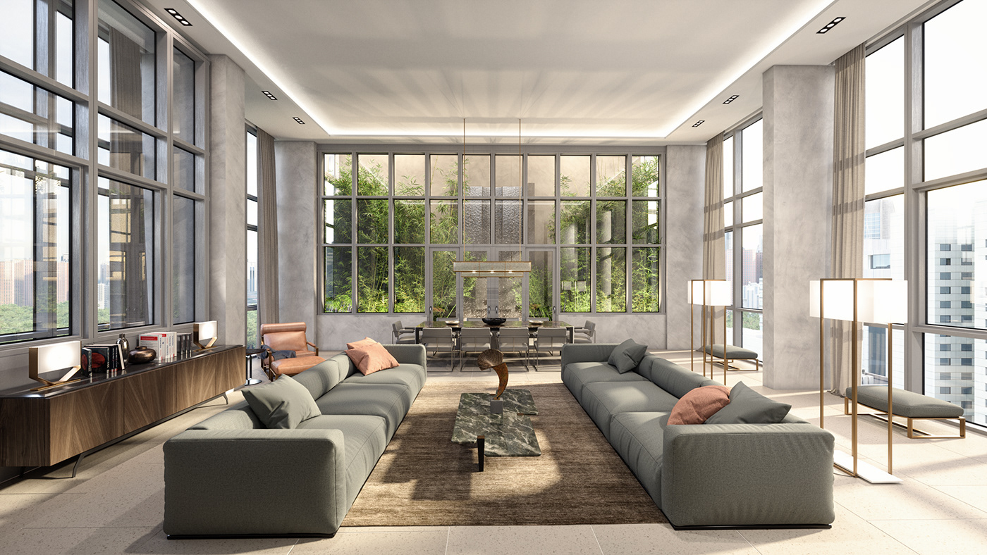 3D architecture CGI FStorm interior design  penthouse singapore visualization