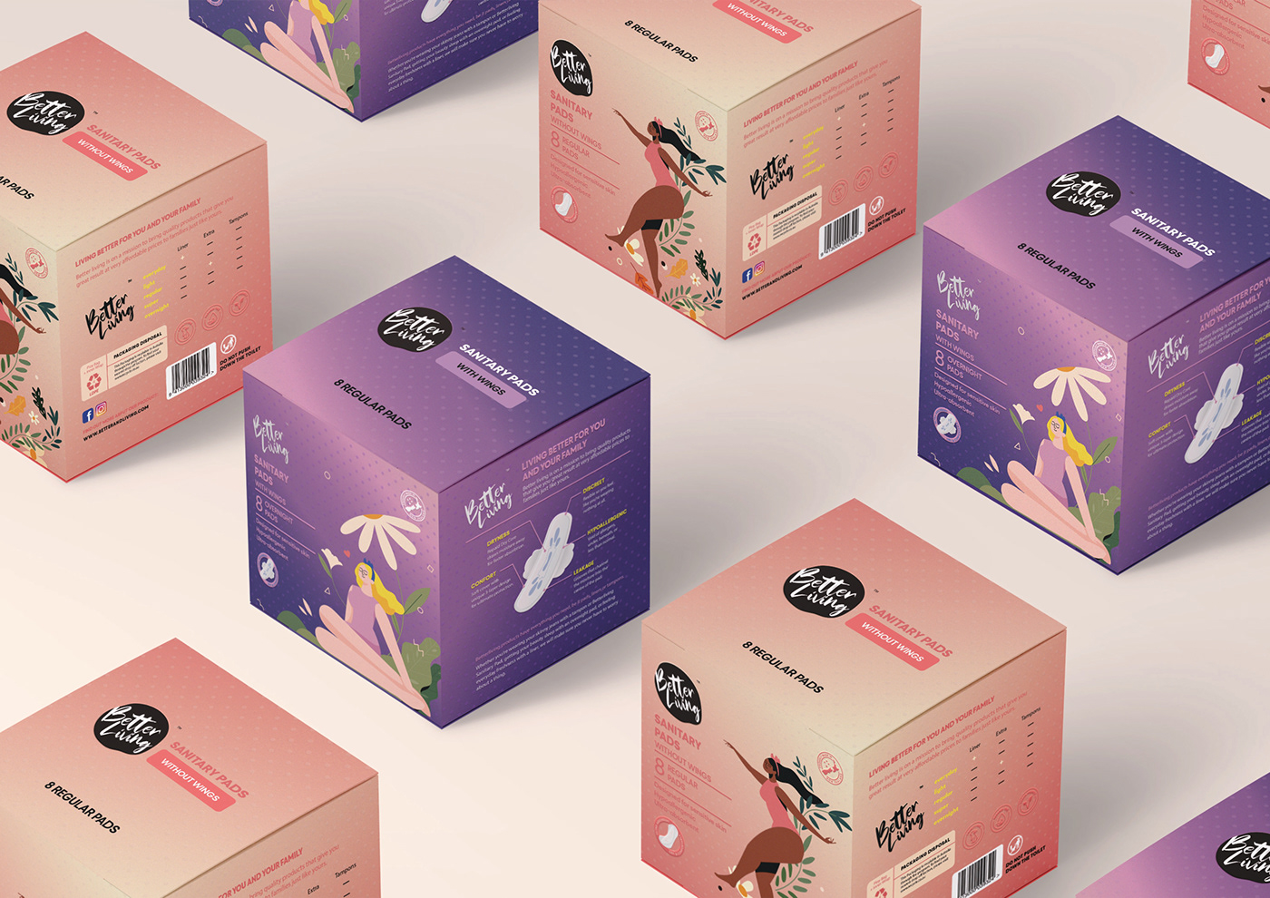 sanitary pads Packaging visual identity