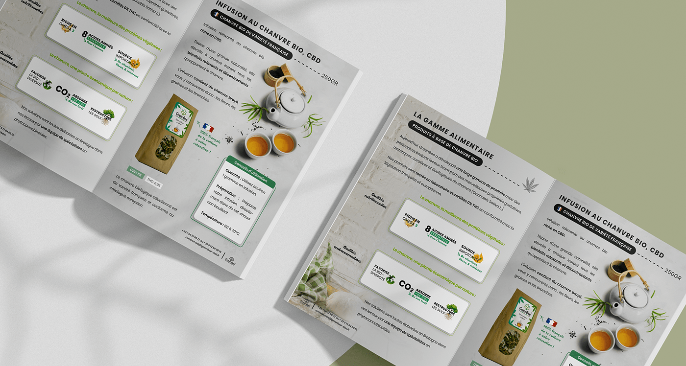 alimentaire bien-être Catalogue chanvre graphic design  print bio france green