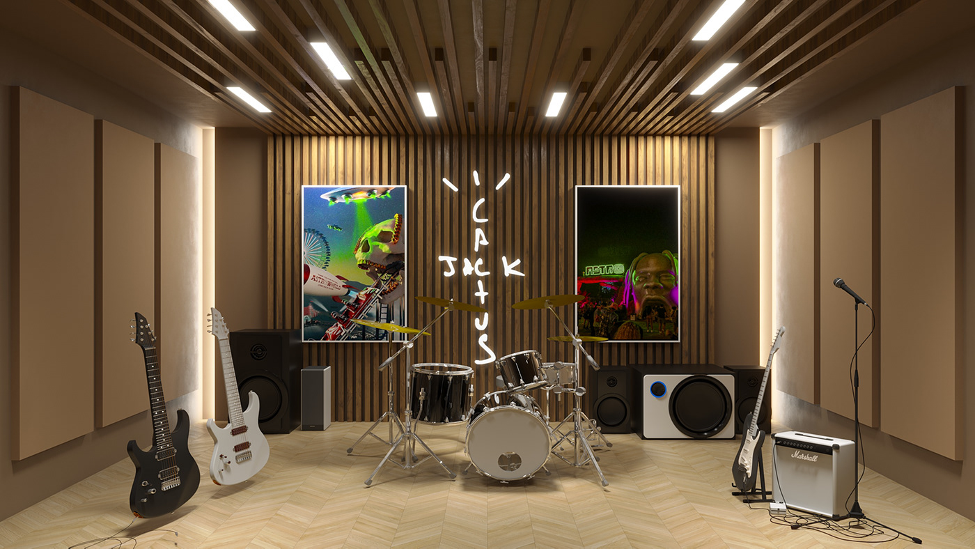 music 3dsmax Interior Recording studio
