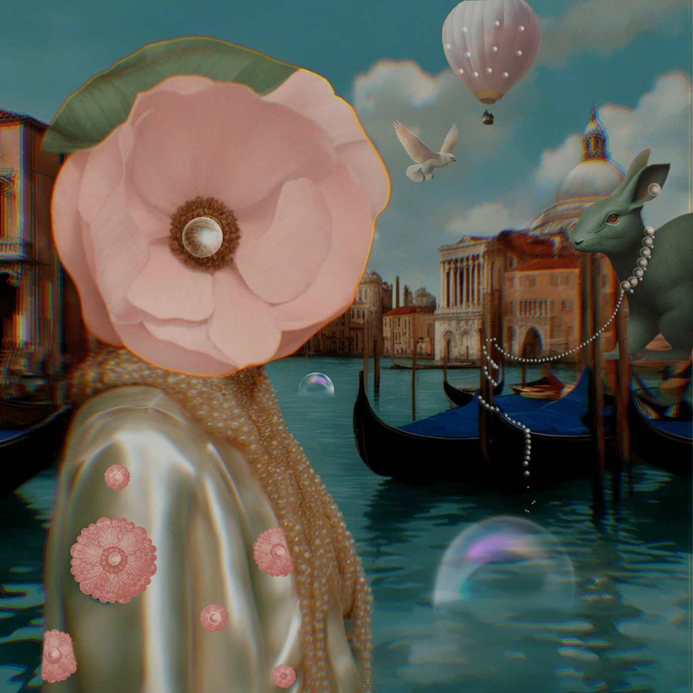 art collage poster digital painting home design home decor decoration Fashion  metaphor pearl ILLUSTRATION  Venice