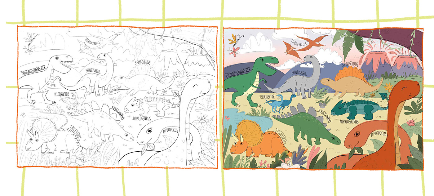 animals branding  children children illustration DINOSAURS PUZZLES ILLUSTRATION  kids Kids Puzzles product puzzles