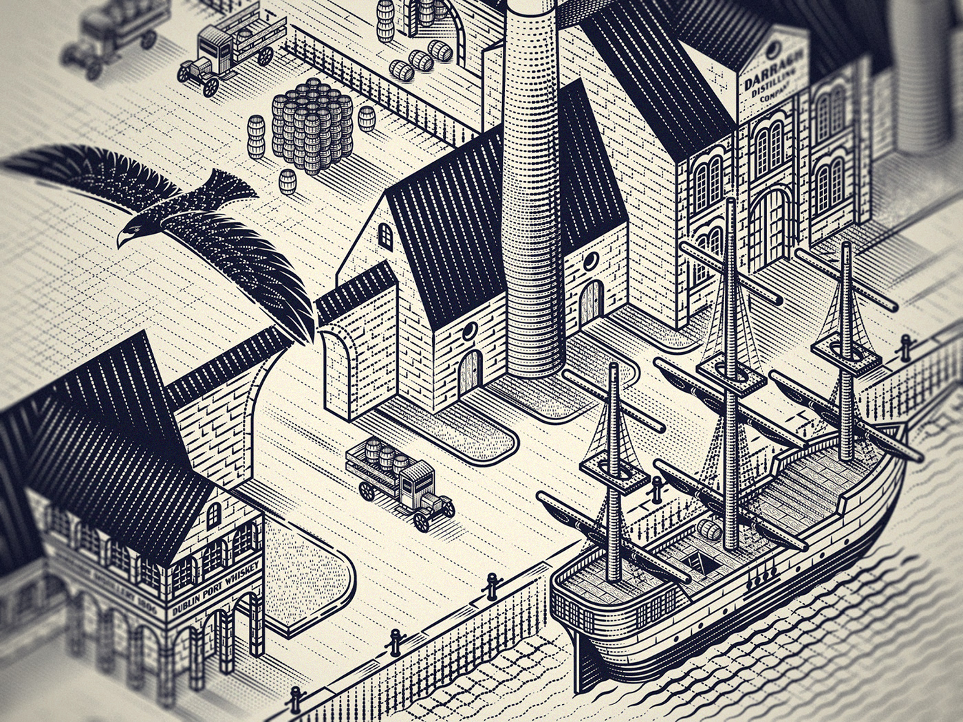 engraving etching ILLUSTRATION Illustrator line art packaging design Spirits Spirits Packaging Whiskey Whisky