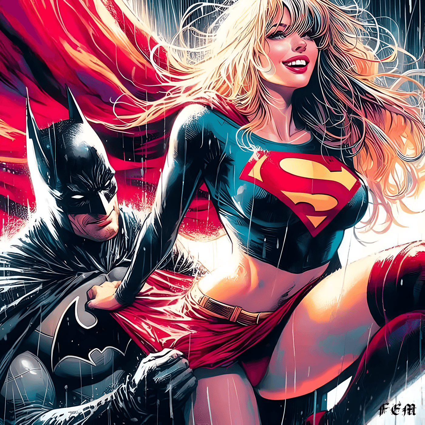 fanart batman catwoman Supergirl SuperHero ILLUSTRATION  art comic Drawing  Character design 