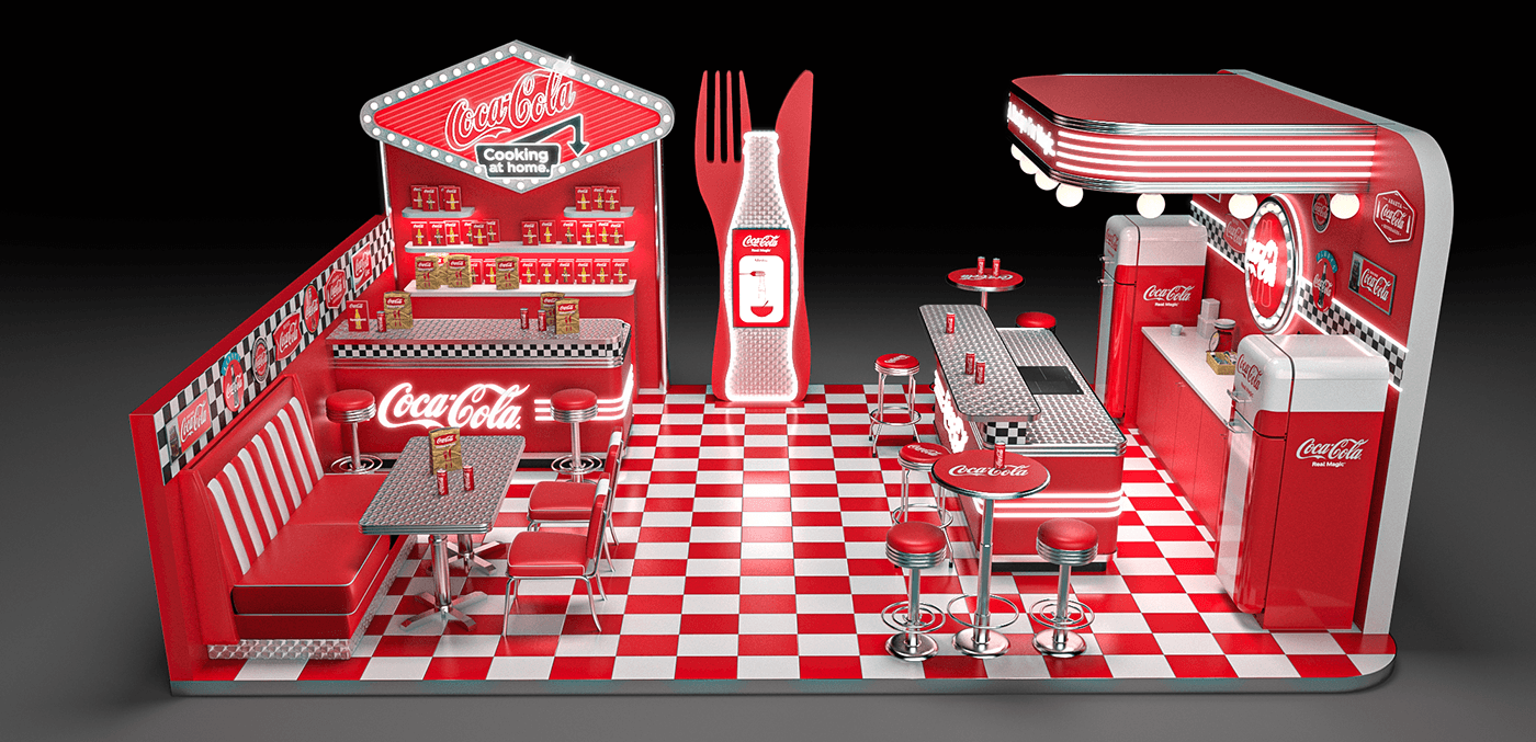 Coca Cola diner Retro design booth Stand Exhibition  coke sign