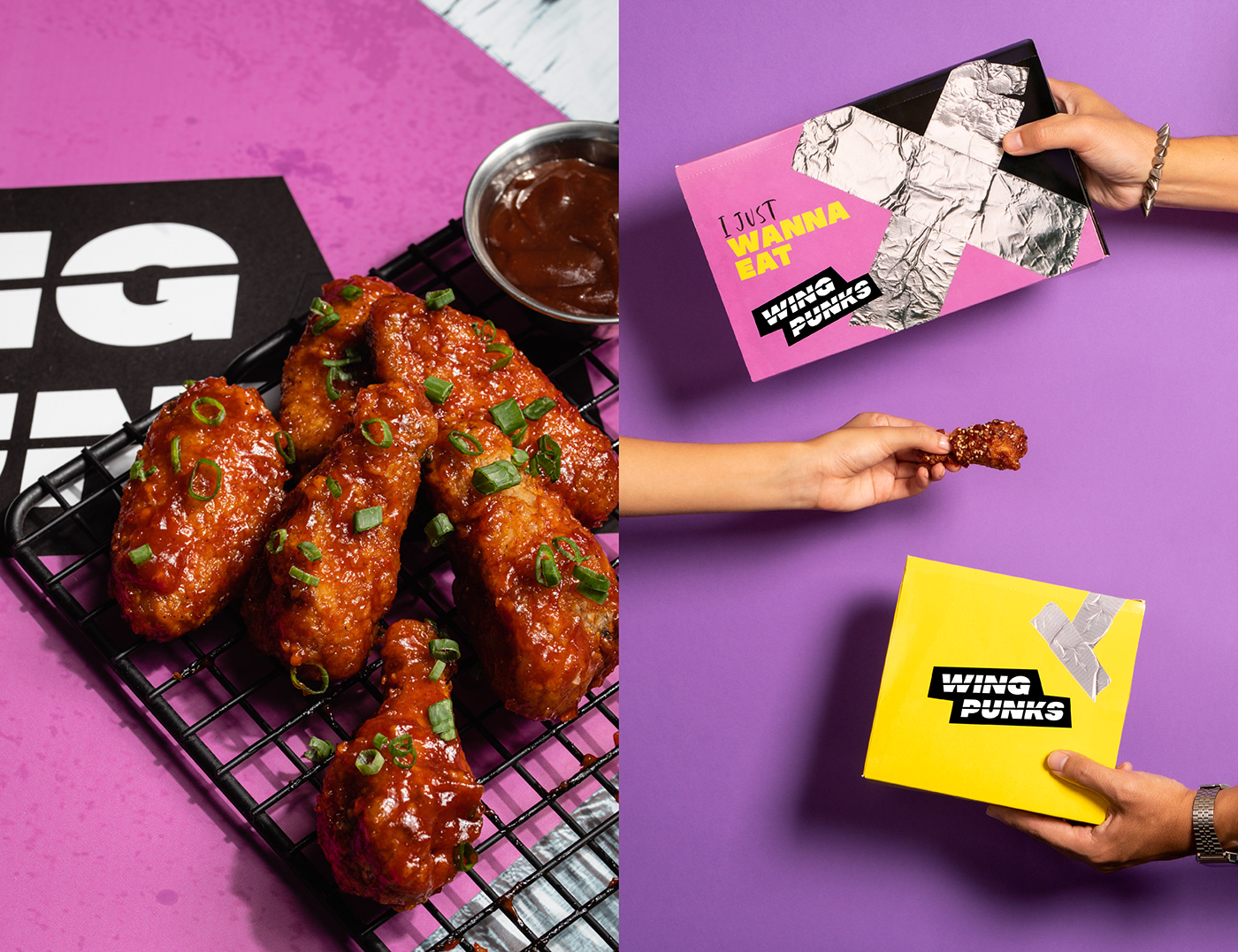 delivery fooddesign Packaging packaging design wings punk punkrock music brand identity sedestudio