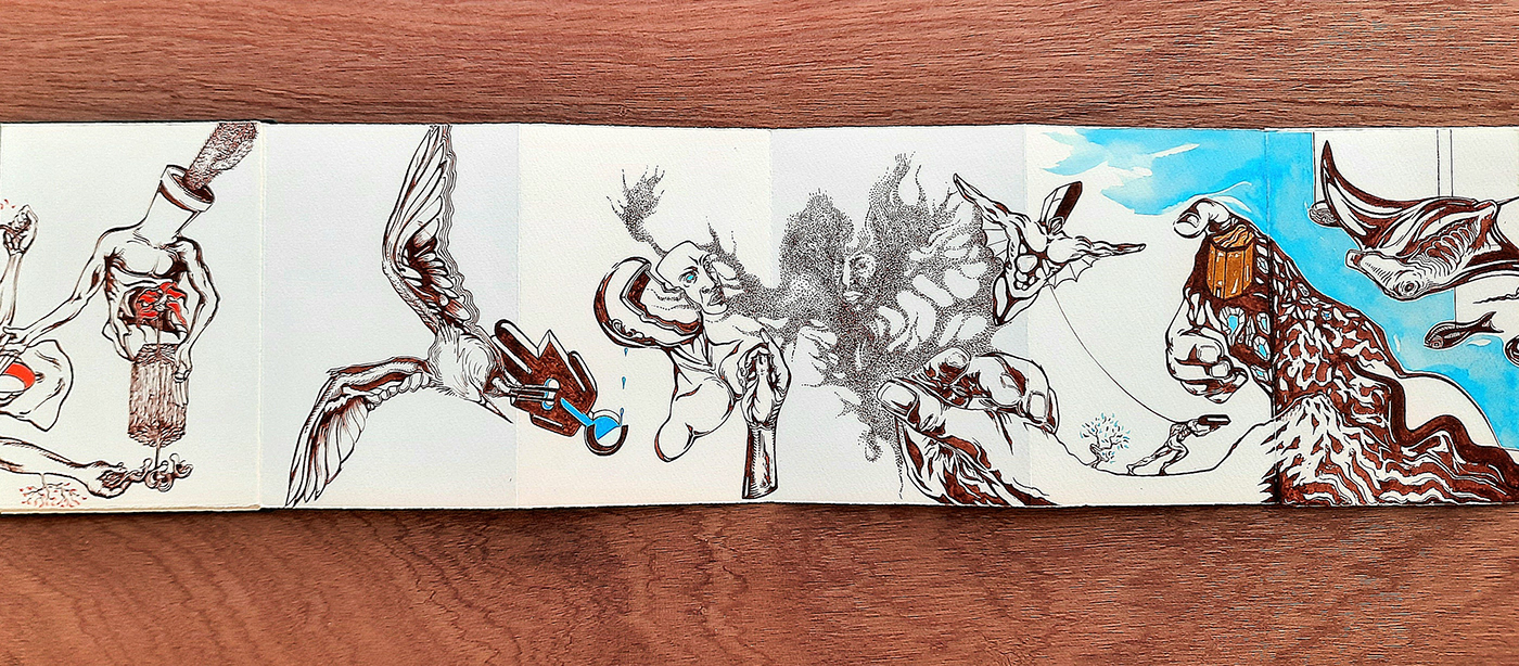 sketchbook paper book brushpen watercolour painting   Drawing  story ink Nicolas Skorupka
