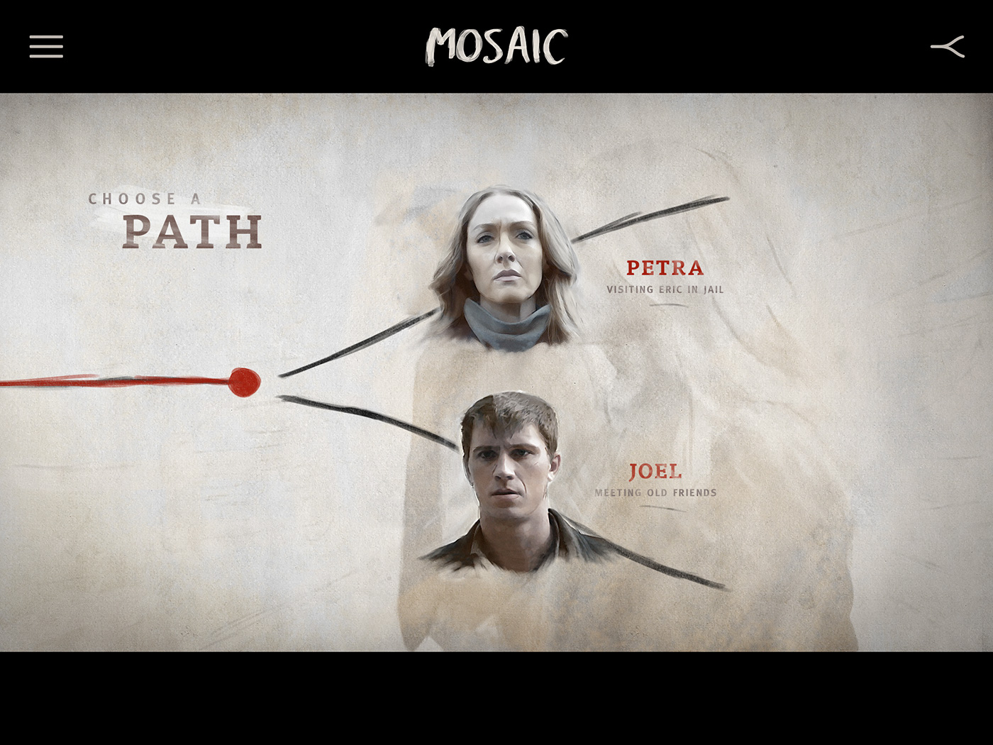 hbo mosaic Film   interactive storytelling   your majesty app painterly map