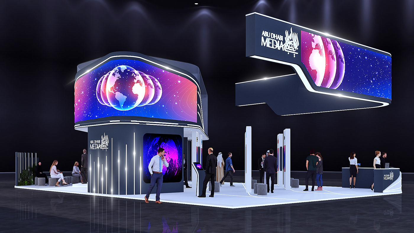Exhibition  Stand Exhibition Design  3D visualization modern Standee exhibition stand booth identity