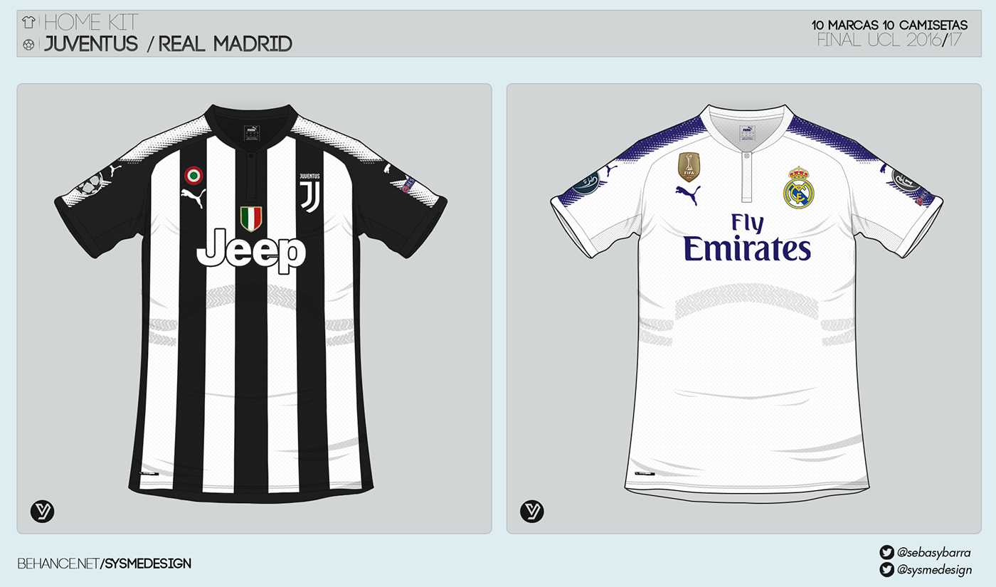 Real Madrid Juventus football kits mockups Nike UEFA Champions League