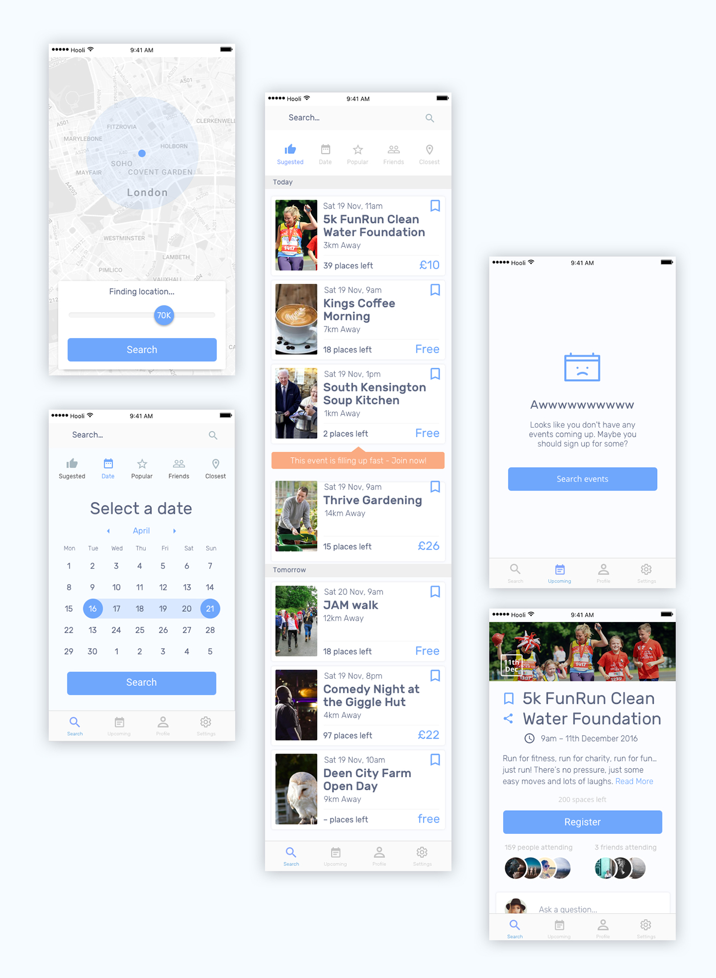 app Event charity google material design product mobile Interface UI/UX design