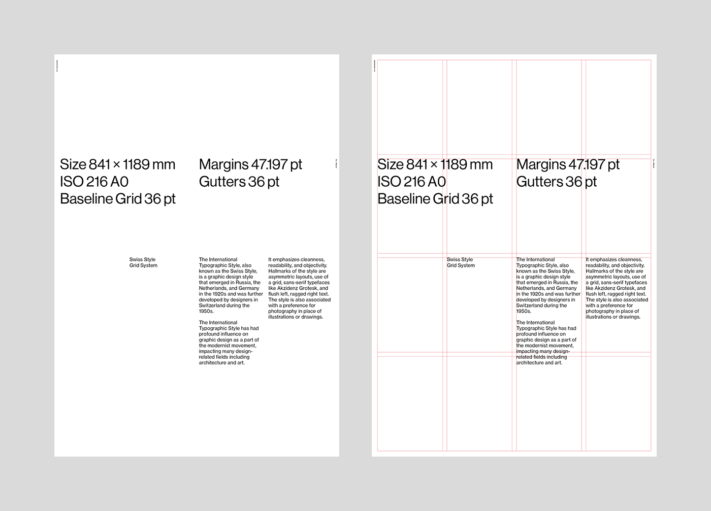 Swiss Style Poster Grid System and Style Sheets – Layout Example