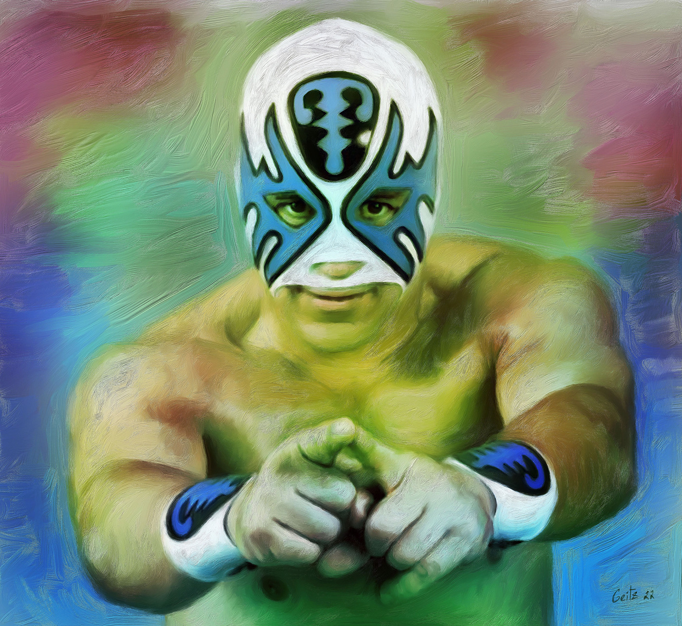 Character Digital Art  digital painting ILLUSTRATION  lucha libre mask mexico portrait Wrestler Wrestling