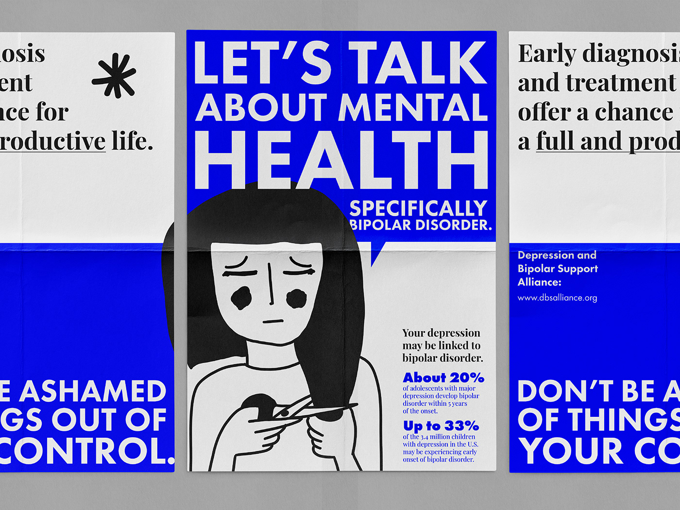 bipolar disorder graphic design  mental health Mockup poster school simple statistics typography  